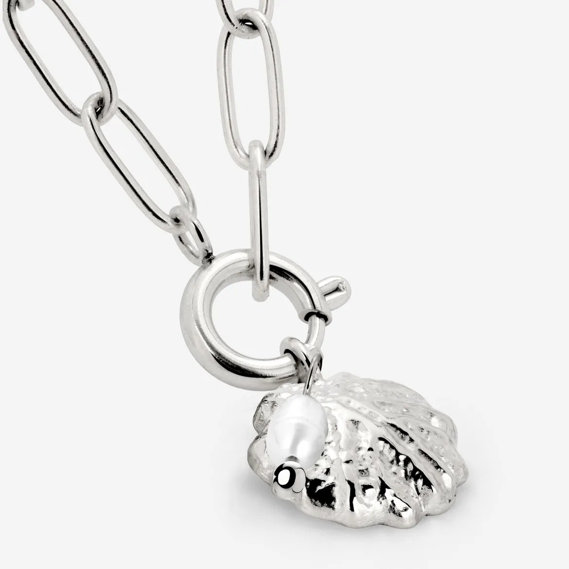 Ocean Lovers Oval Links Necklace Set Silber