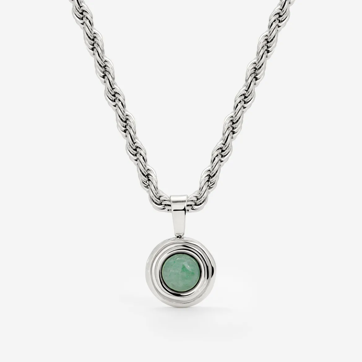 Olive Glow Necklace Silber
