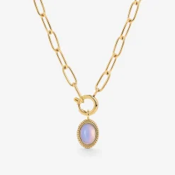 Opaline Oval Links Necklace Set Gold
