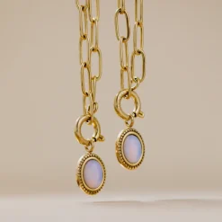 Opaline Oval Links Necklace Set Roségold