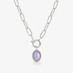 Opaline Oval Links Necklace Set Silber
