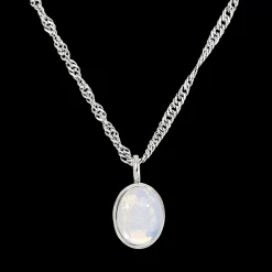 Oval Pendant Necklace Silber