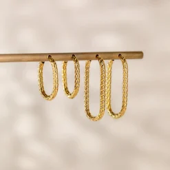Oval Twisted Hoop Bundle Roségold