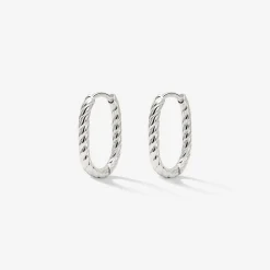 Oval Twisted Hoops Baby Silber