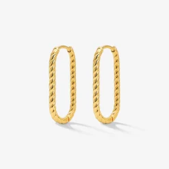 Oval Twisted Hoops Small Gold