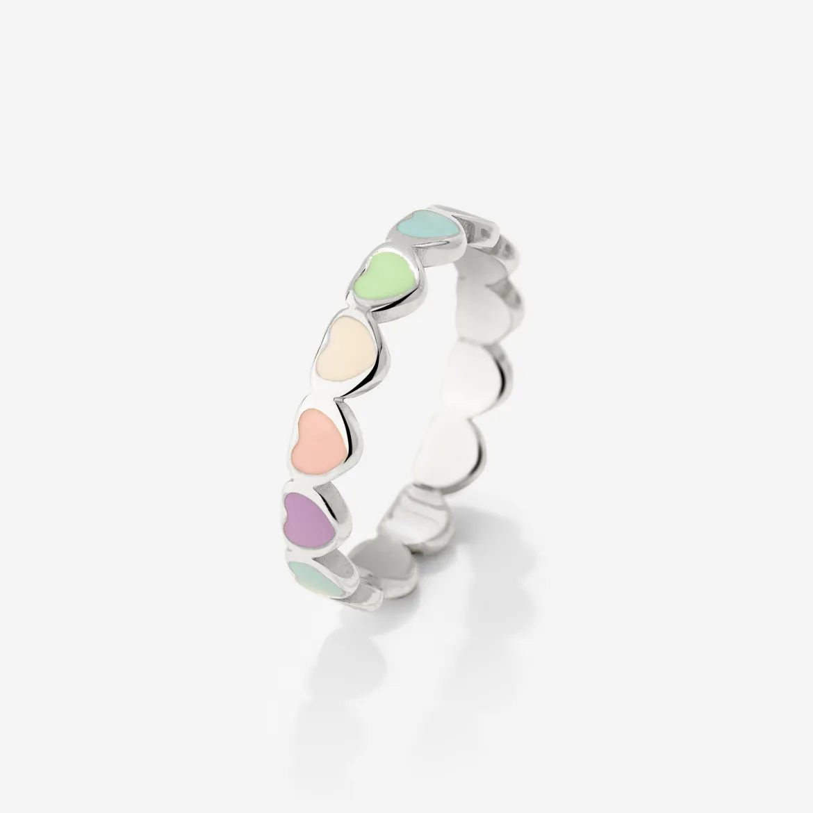 Pastel Hearts Ring Silber