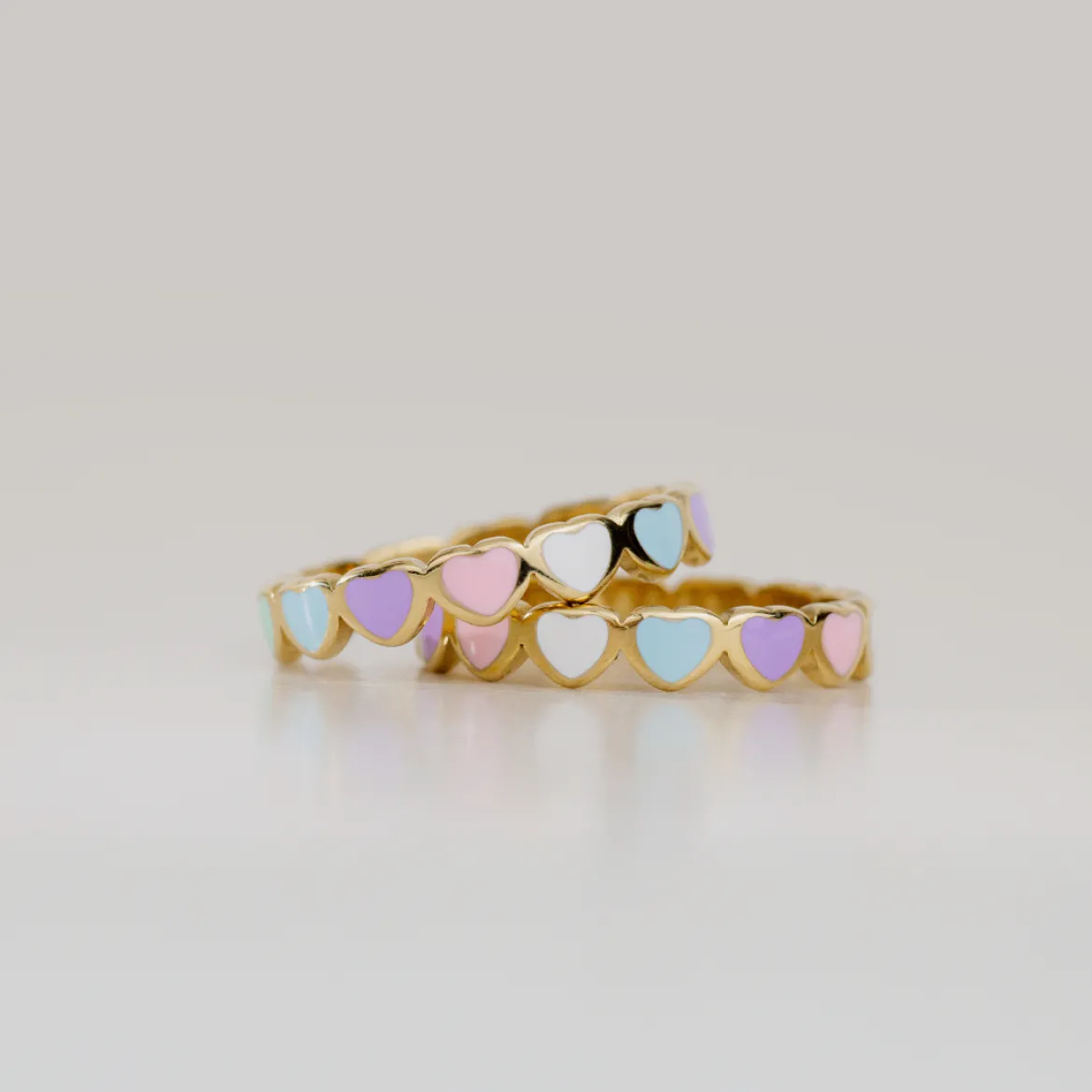 Pastel Hearts Ring Silber