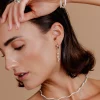 Pearl Chain Hoop Set Small Silber