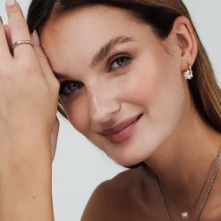 Pearl Cluster Hoops Silber