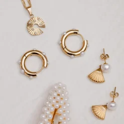 Pearl u0026 Fan Studs Silber