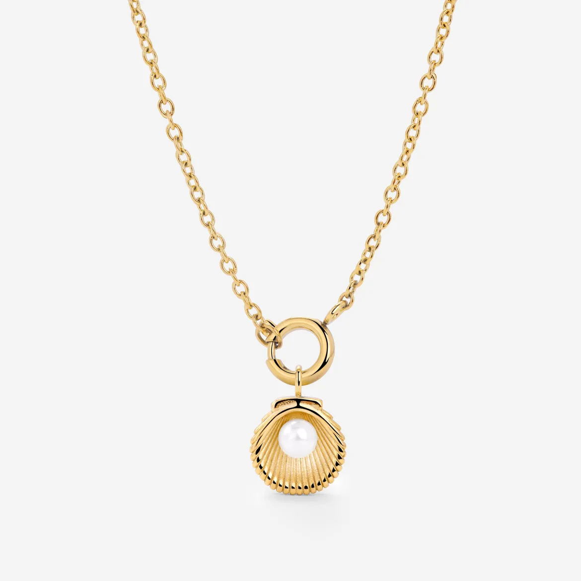 Pearly Shell Classic Chain Necklace Set Gold