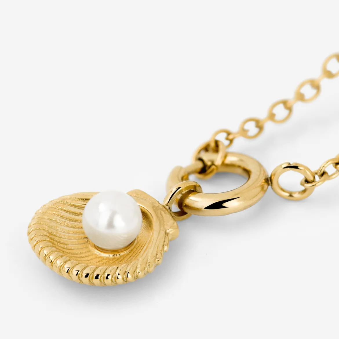 Pearly Shell Classic Chain Necklace Set Gold