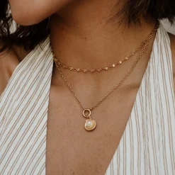 Pearly Shell Classic Chain Necklace Set Roségold