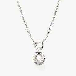 Pearly Shell Classic Chain Necklace Set Silber