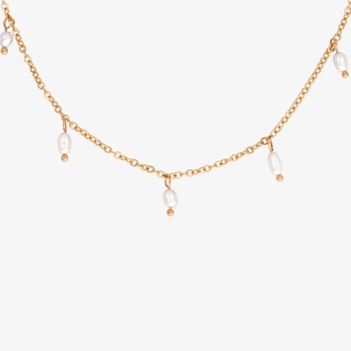 Perla Blanco Choker Roségold