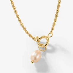 Perla Rosa Rope Chain Necklace Set Gold