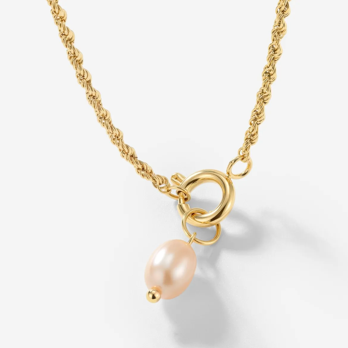 Perla Rosa Rope Chain Necklace Set Gold