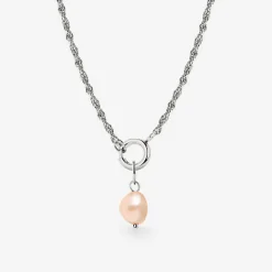 Perla Rosa Rope Chain Necklace Set Silber