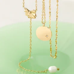 Petal Pearl Y-Necklace Roségold