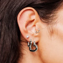 Phat Heart Hoops Small Silber