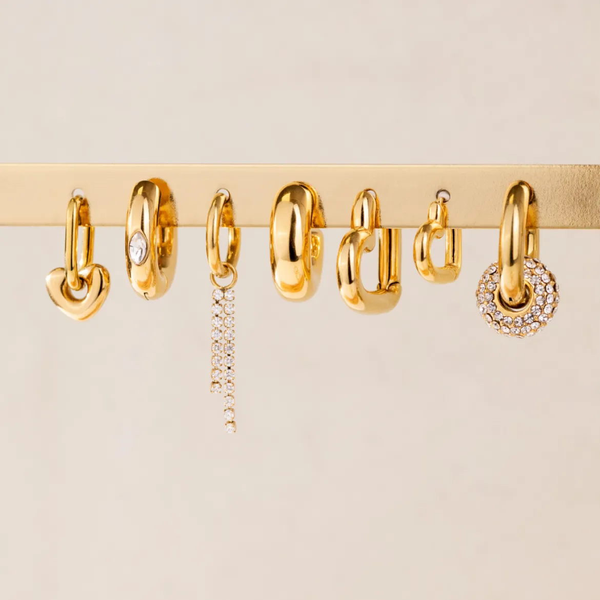 Phat Heart Oval Hoop Set Baby Gold