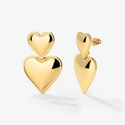Pillow Hearts Earrings Gold