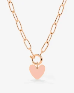 Pink Heart Oval Links Necklace Set Roségold