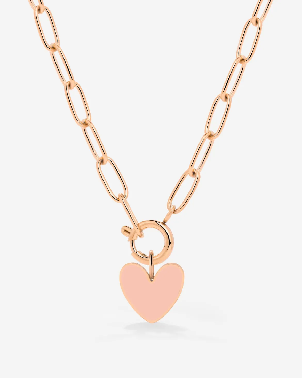 Pink Heart Oval Links Necklace Set Roségold