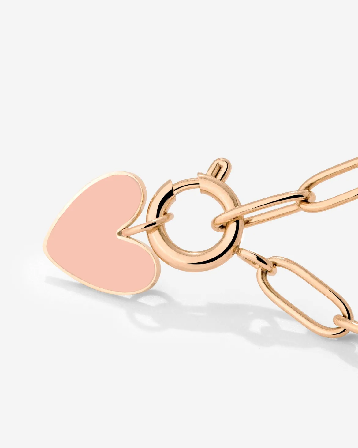 Pink Heart Oval Links Necklace Set Roségold