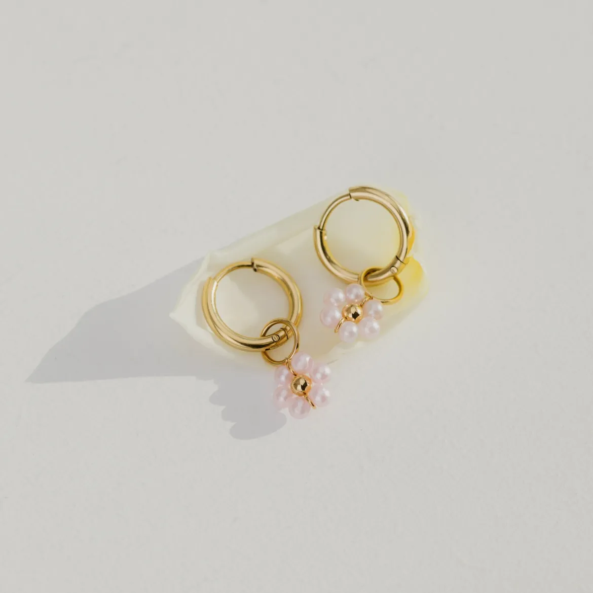 Pretty Pink Daisy Hoop Set Small Silber