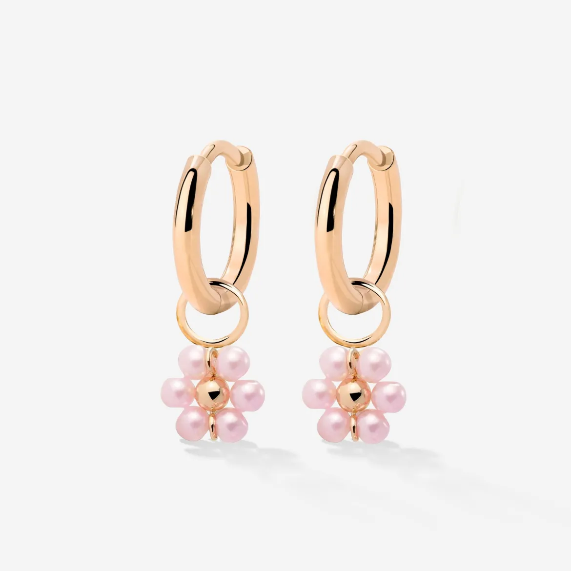 Pretty Pink Daisy Hoop Set Small Roségold