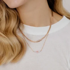 Pretty Pink Daisy Necklace Roségold