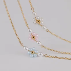 Pretty Pink Daisy Necklace Roségold