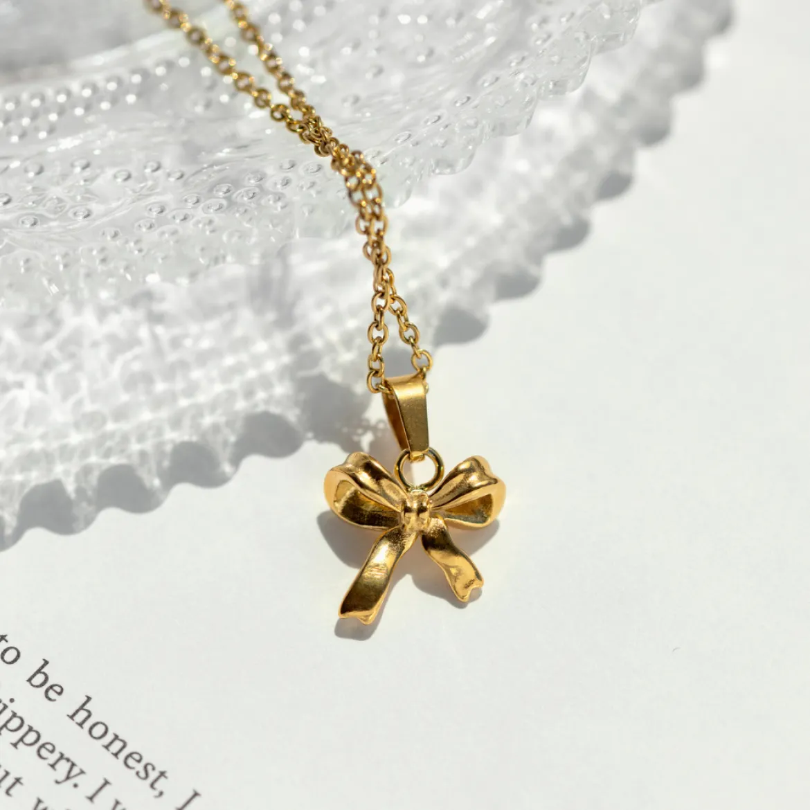 Pretty Ribbon Necklace Roségold