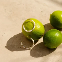 Puka Shell Hoop Studs Gold