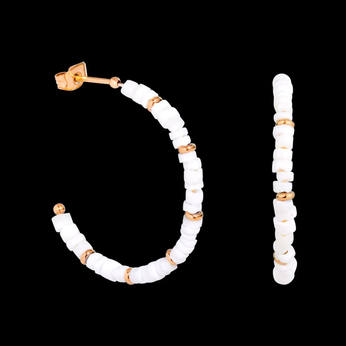 Puka Shell Hoop Studs Roségold