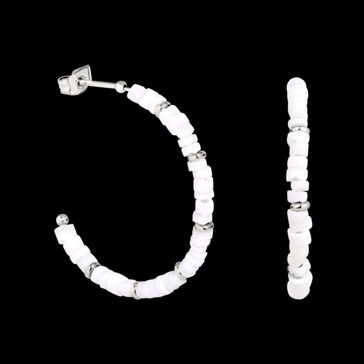 Puka Shell Hoop Studs Silber