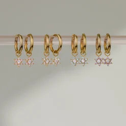 Purple Petal Hoop Set Small Roségold