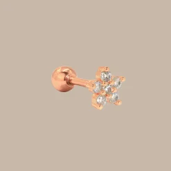 Radiant Flower Piercing Stud Roségold