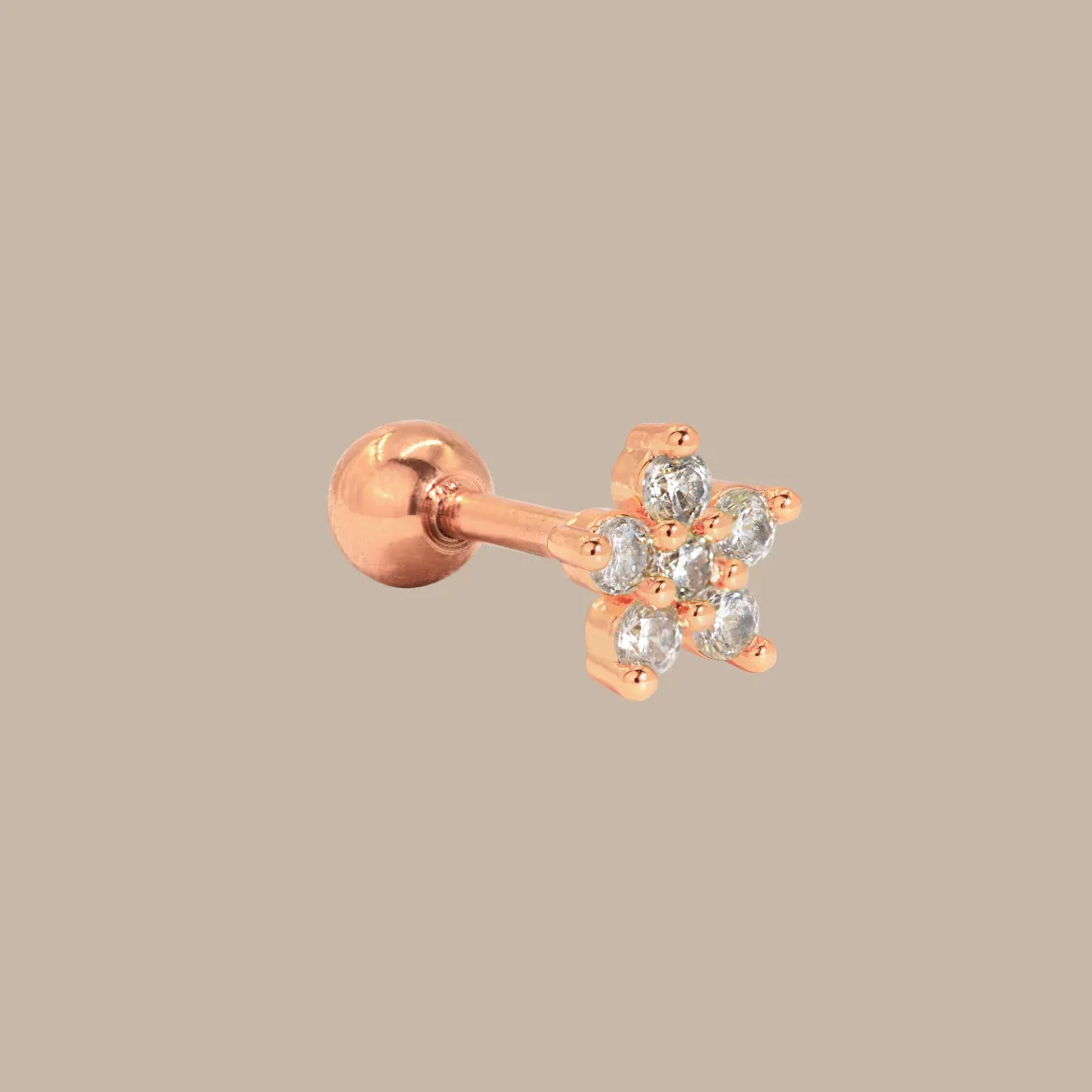 Radiant Flower Piercing Stud Roségold