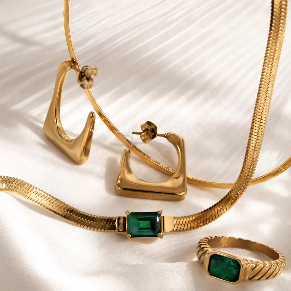 Rectangle Hoops Gold