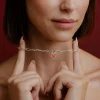 Red Heart Oval Links Necklace Set Silber