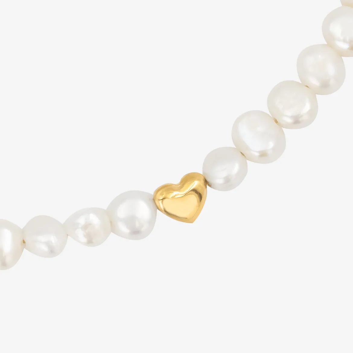 Retro Love Pearl Necklace Gold