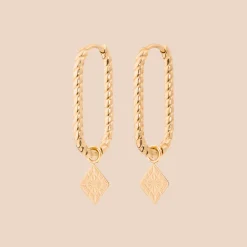 Rombo Oval Twisted Hoops Small Roségold