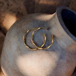 Sahira Hoop Studs Large Gold