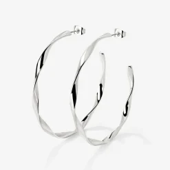 Sahira Hoop Studs Large Silber