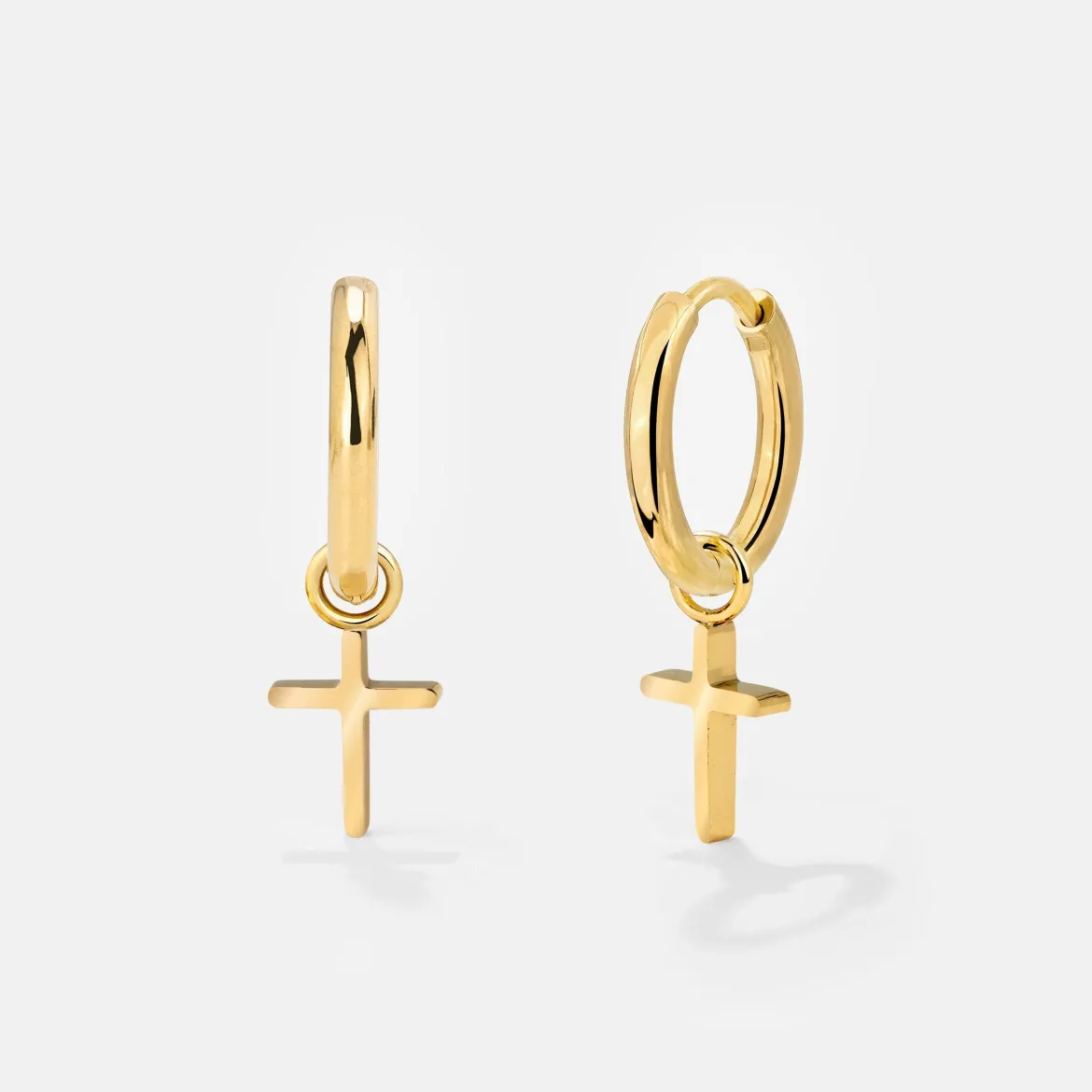 Saints Cross Hoop Set Small Gold