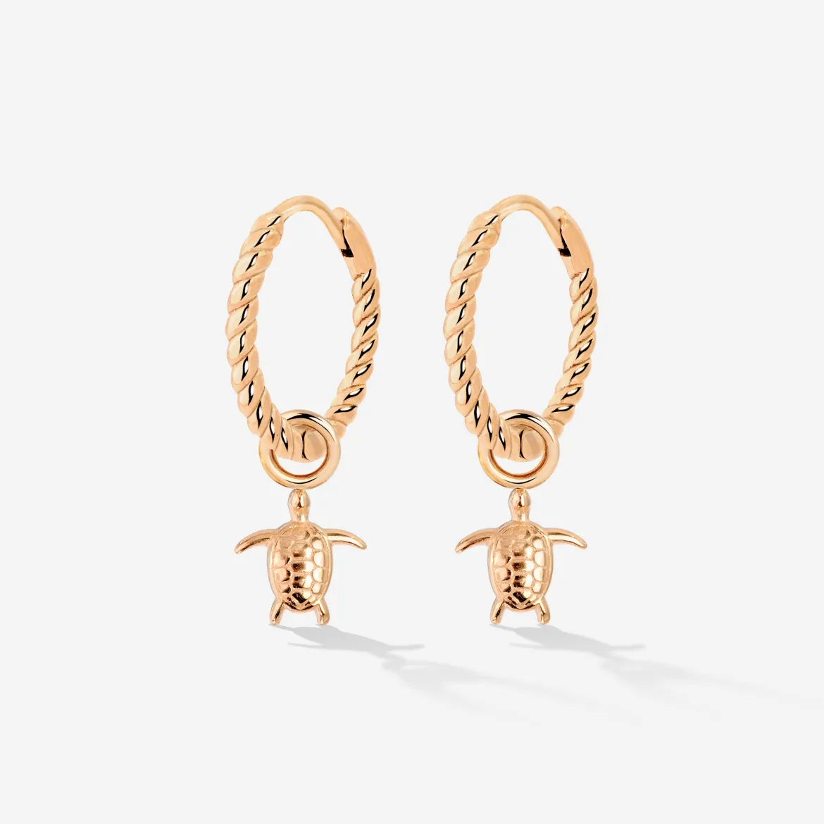 Sea Turtle Twisted Hoop Set Small Roségold