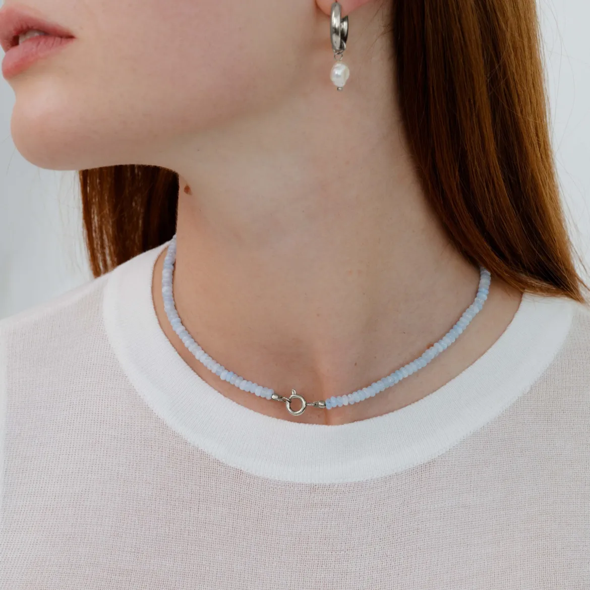 Seastone Charm Necklace Silber