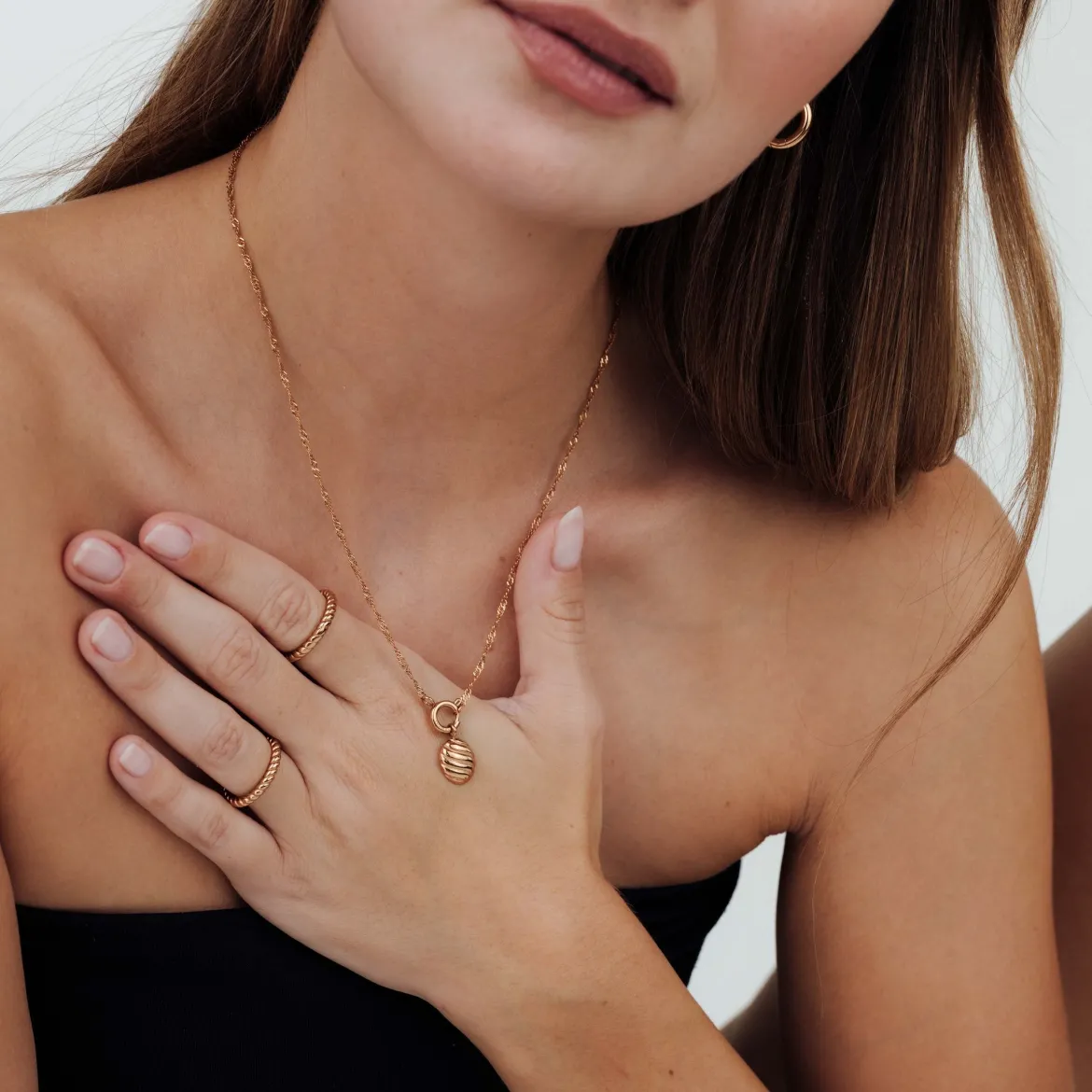 Serenity Singapore Chain Necklace Set Roségold